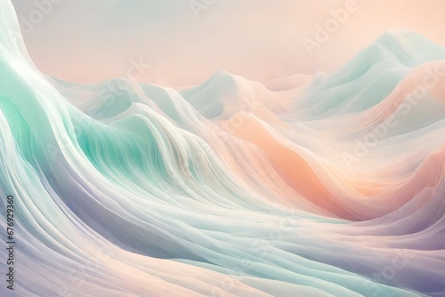 Soft and soothing pastel tones like lavender, mint, and peach, creating a dreamy and calming waves background..