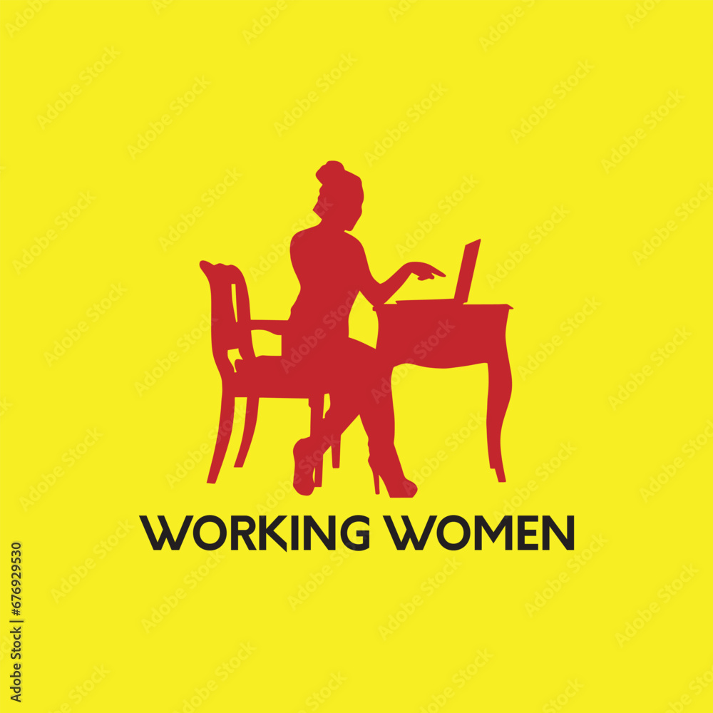 working women lady logo design vector