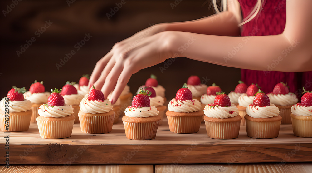 hand holding cupcake ai generative