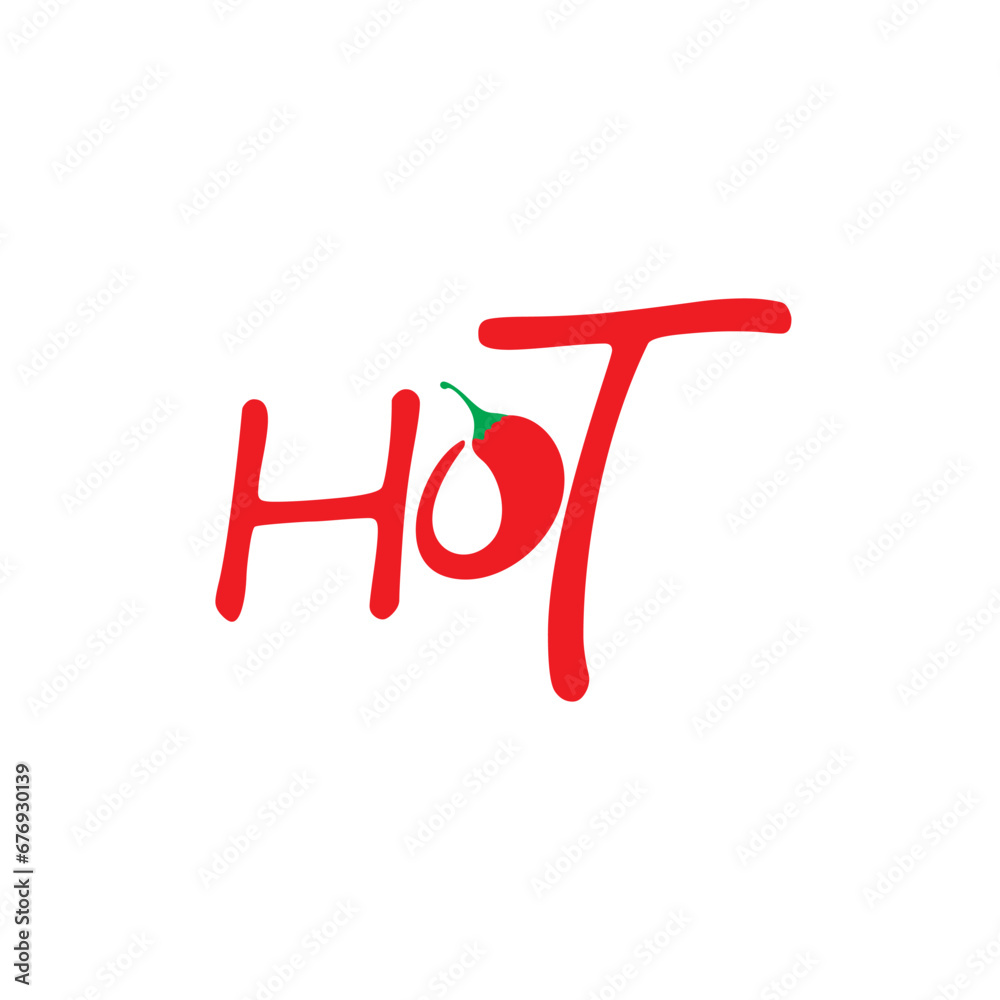 Typography Hot letter clilli food spice tasty logo design Typography Hot letter clilli food spice tasty logo design