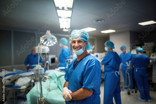 Photo of a healthcare professional in scrubs standing in a hospital room