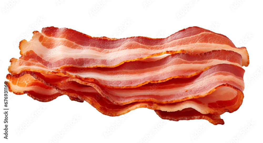 bacon isolated on white background - obrazy, fototapety, plakaty 