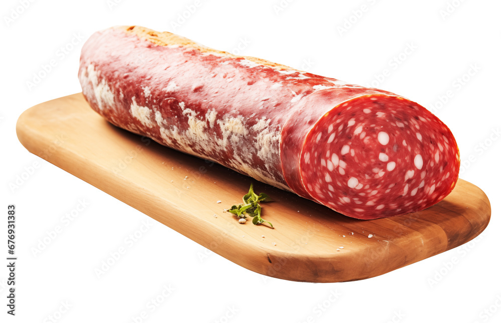 salami sausage isolated on white background