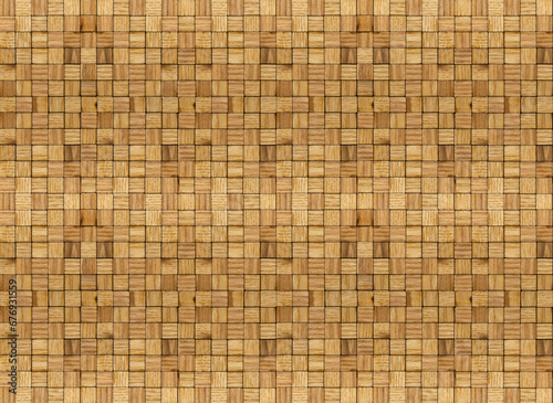 Decorative tiles made of square plywood elements is textured.