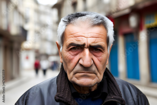 old turkish man at market. Neural network AI generated art