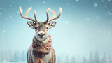 deer in a knitted winter Christmas sweater. ai generative