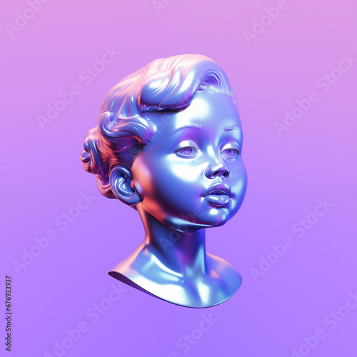 Little kid holographic 3d ilustration