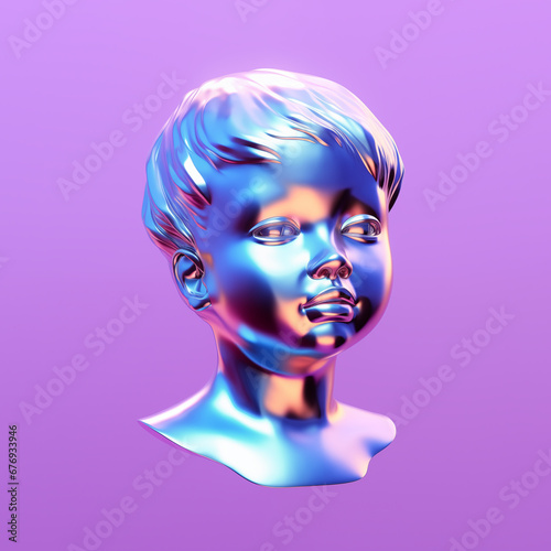  Little kid holographic 3d ilustration