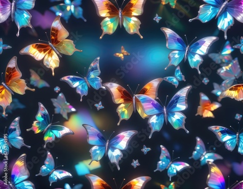 background with holographic futuristic butterflies
