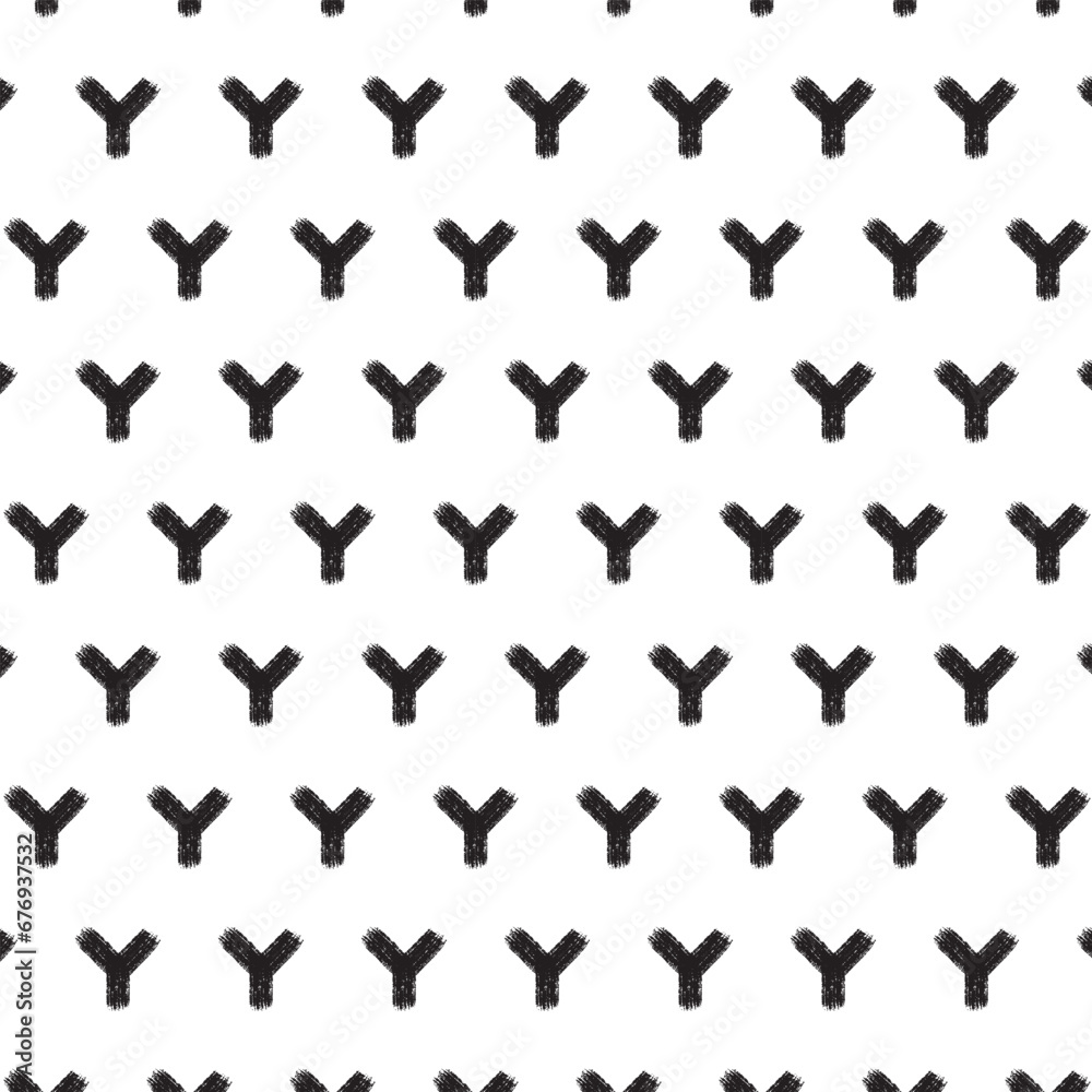 Abstract y shape pattern, grunge design pattern, Black lines on a transparent background, seamless background. Y, cross