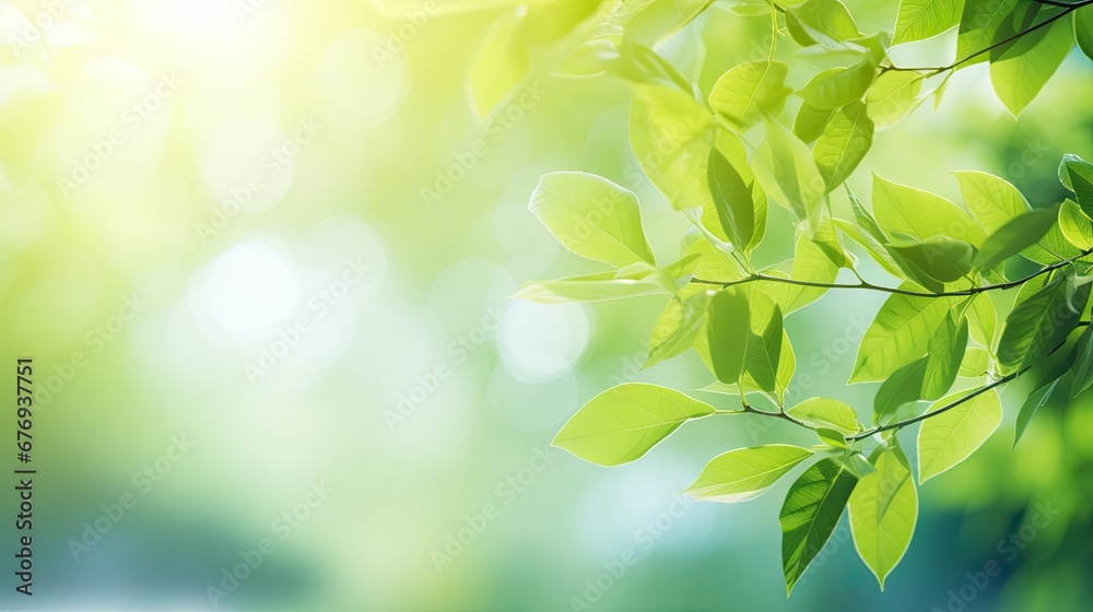 Beautiful green leaves on blurred background, space for text. Spring season Beautiful green leaves on blurred background, space for text. Spring season