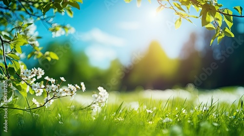 Fototapeta Naklejka Na Ścianę i Meble -  Flowers daisy close-up on a background of blue sky outdoors in nature. Natural beautiful colorful bright summer pastoral landscape