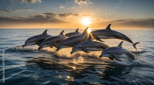 Natural background with dolphins underwater