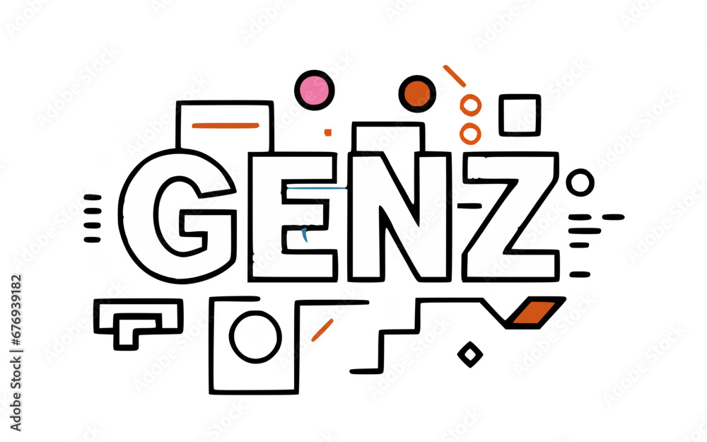 Modern GENZ Graphic Emblem for Trendy Apparel Design, Contemporary Vector Illustration for Youth Culture Merchandise, Bold Typographic T-Shirt Print, Social Generation Z Banner with Geometric Accents Modern GENZ Graphic Emblem for Trendy Apparel Design, Contemporary Vector Illustration for Youth Culture Merchandise, Bold Typographic T-Shirt Print, Social Generation Z Banner with Geometric Accents