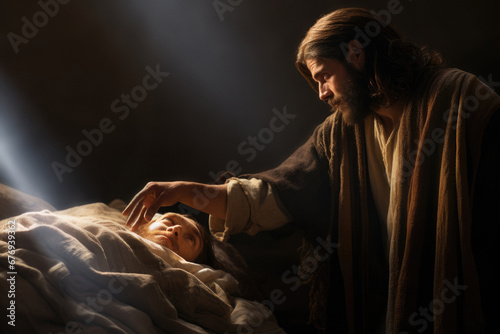Obraz na płótnie Jesus and his miracle touch - healing the sick and ill