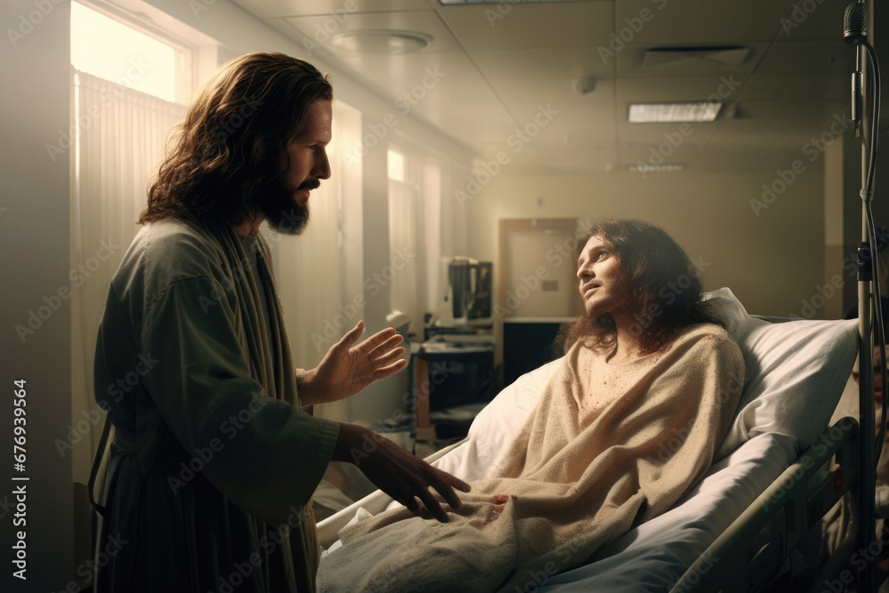Jesus healing the sick and needy  - obrazy, fototapety, plakaty 