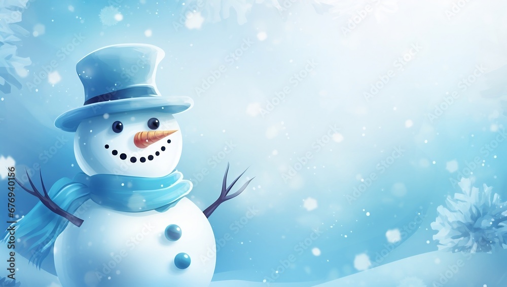 Snowman on a blue background, stylized snowman with copy space Snowman on a blue background, stylized snowman with copy space