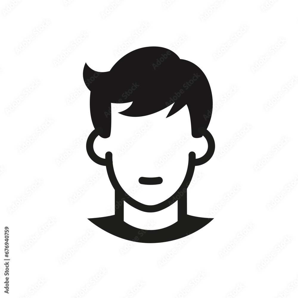Man avatar profile. Male face silhouette icon. Isolated vector illustration.