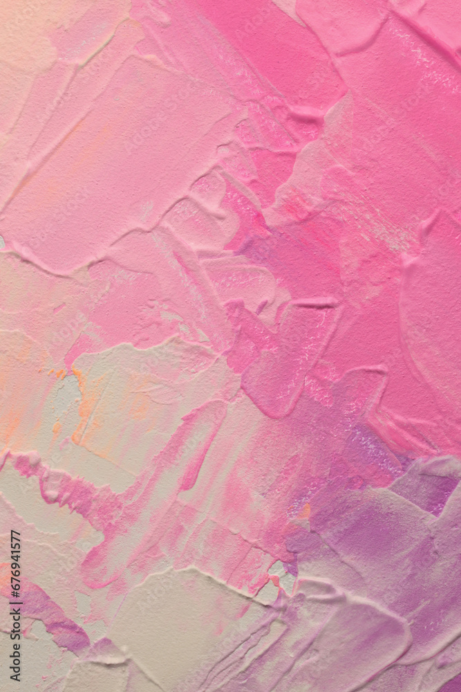 Art oil and acrylic smear blot canvas painting stucco wall. Abstract texture pink, violet, beige color stain brushstroke relief grain texture background Art oil and acrylic smear blot canvas painting stucco wall. Abstract texture pink, violet, beige color stain brushstroke relief grain texture background