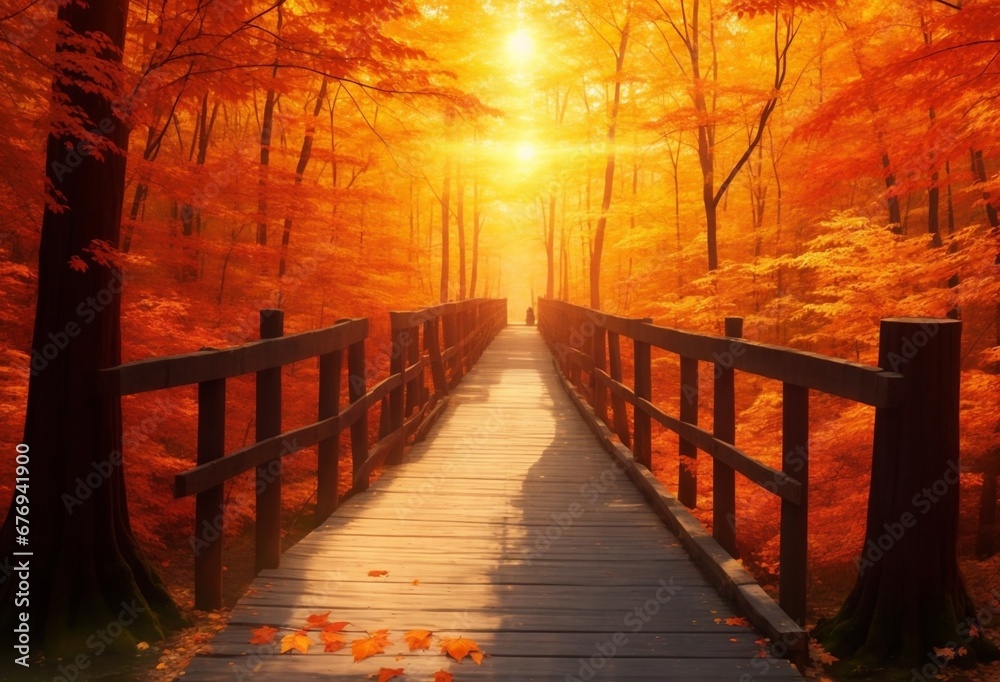 bridge in autumn park