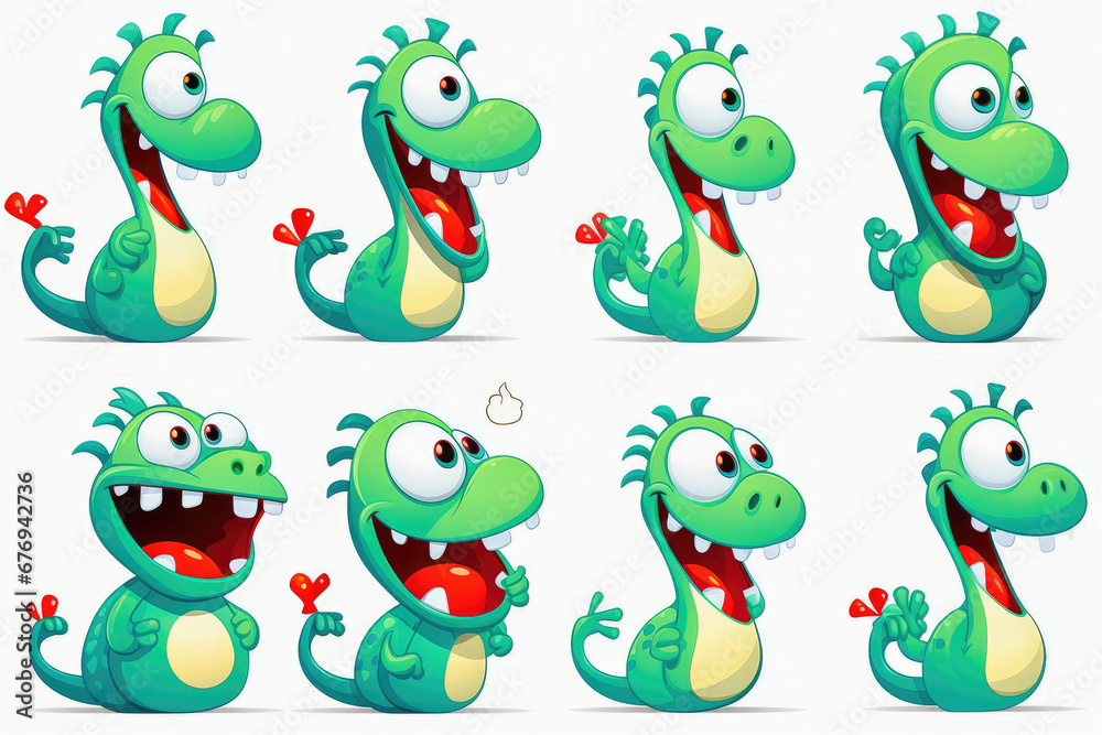Fototapeta premium New year emoji of funny dragon. Cartoon style, New Year, Christmas.