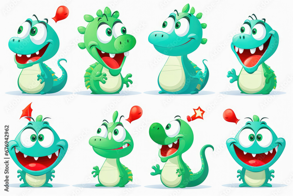 Fototapeta premium New year emoji of funny dragon. Cartoon style, New Year, Christmas.