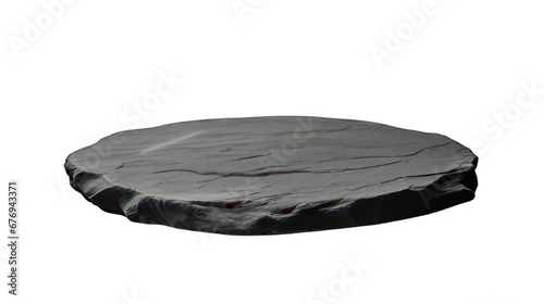 Black round stone plate isolated on white created with Generative AI