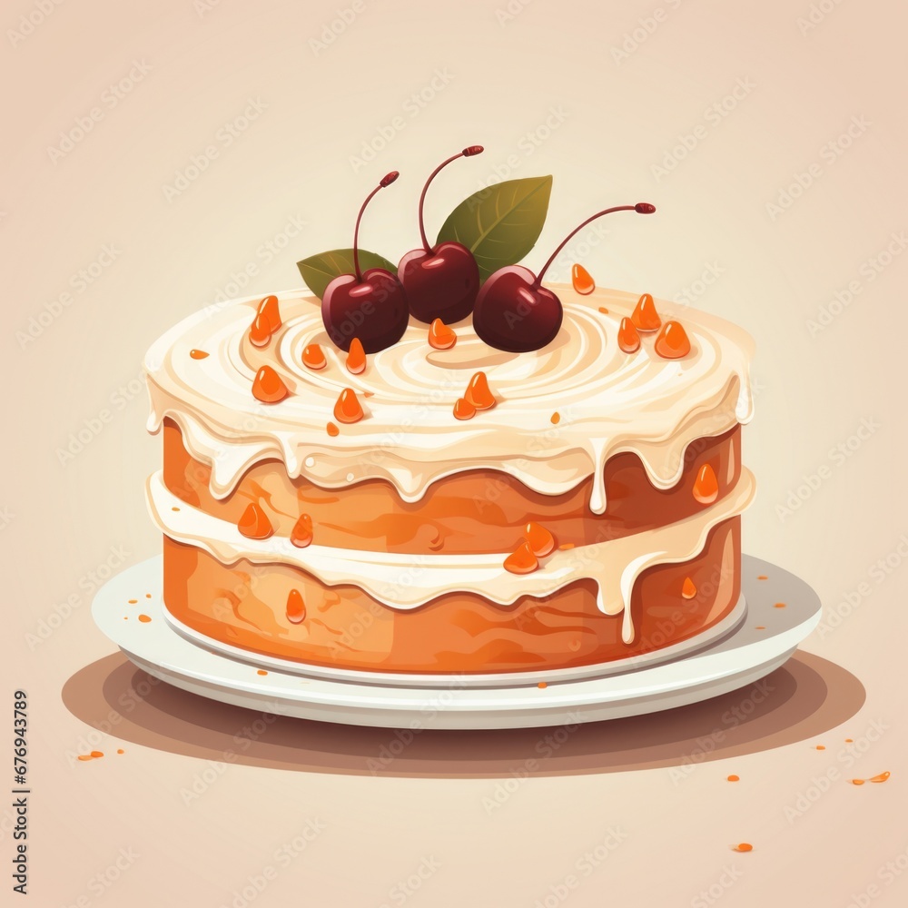 Beautiful delicious dessert with aromatic glaze and fresh berries on a light background. Suitable for advertising and company logo Beautiful delicious dessert with aromatic glaze and fresh berries on a light background. Suitable for advertising and company logo