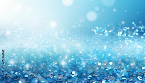 Blue gradient blending with silver glitter texture and textured light blue background.