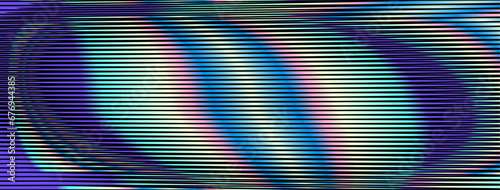 Geometric striped pattern with blurred vision moir abstract shapes in bright neon tones. Metaverse concept background for wall art, wall panel, poster, web banner, mobile apps, interior decor. 