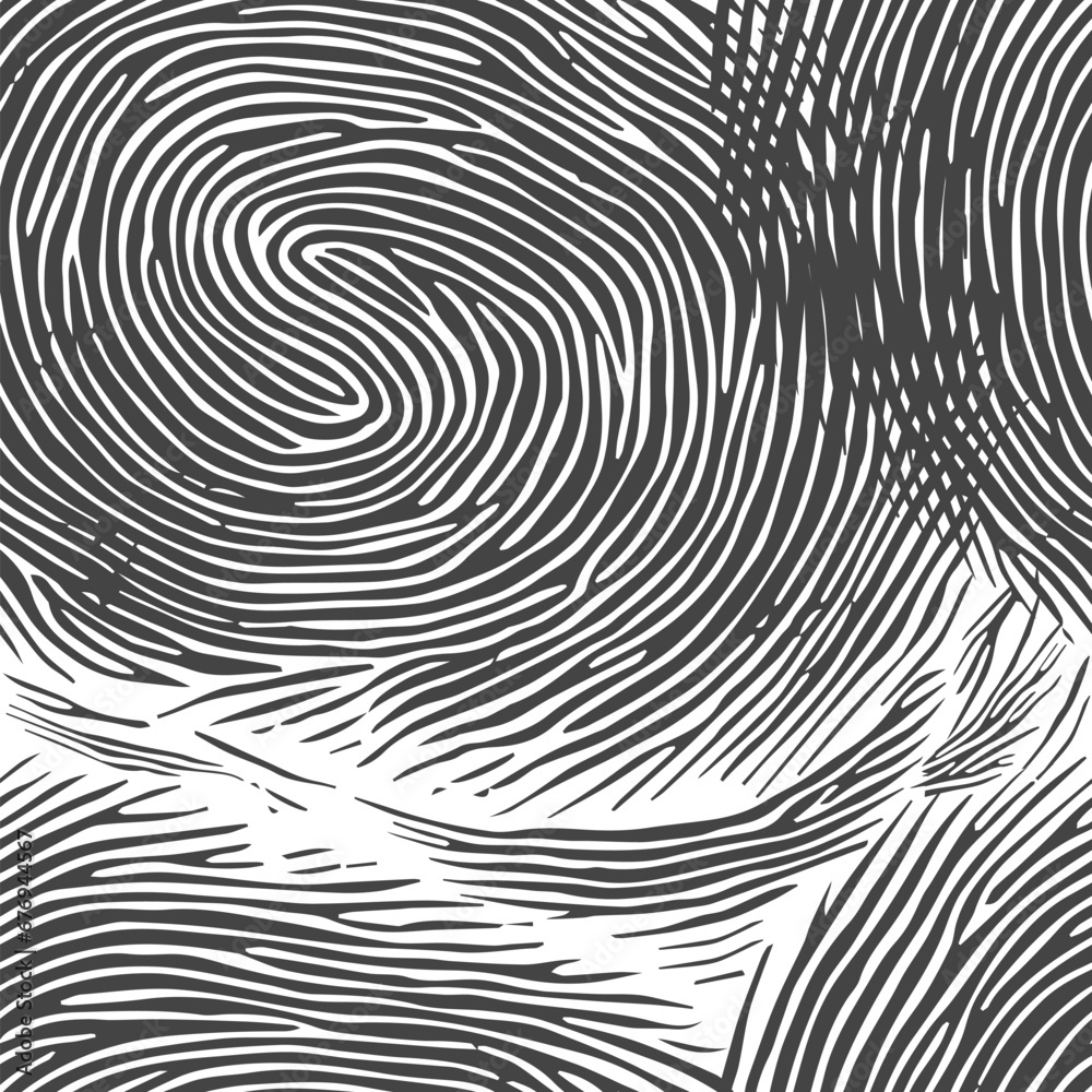 Fingerprint seamless pattern. hand drawing. Not AI, Vector illustration