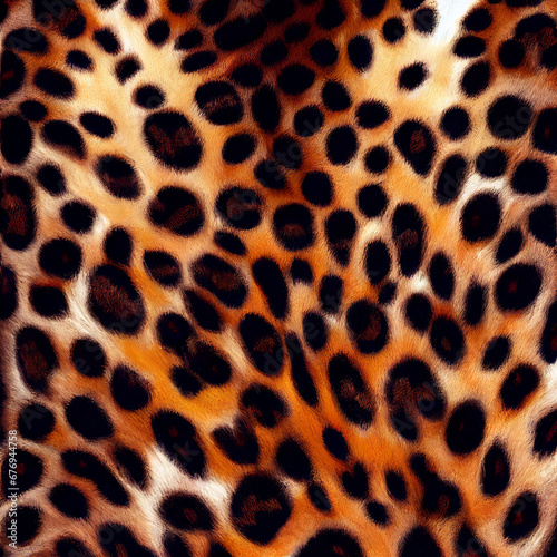 Leopard fur decorative realistic pattern  wild exotic animal background  abstract safari illustration