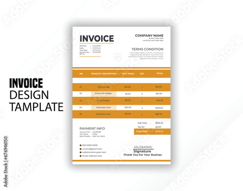 Invoice design template ,invoice bleed invoice business template vector design
