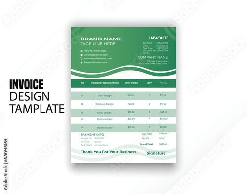 Invoice design template ,invoice bleed invoice business template vector design