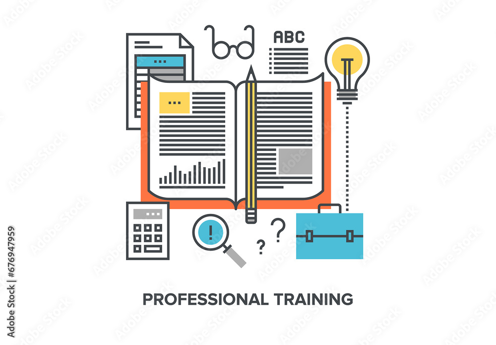 Vector illustration of professional training flat line design concept ...