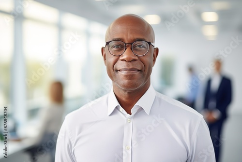business businessman office mature middle aged meeting man portrait corporate manager smiling black businessperson generative ai © Lumos sp