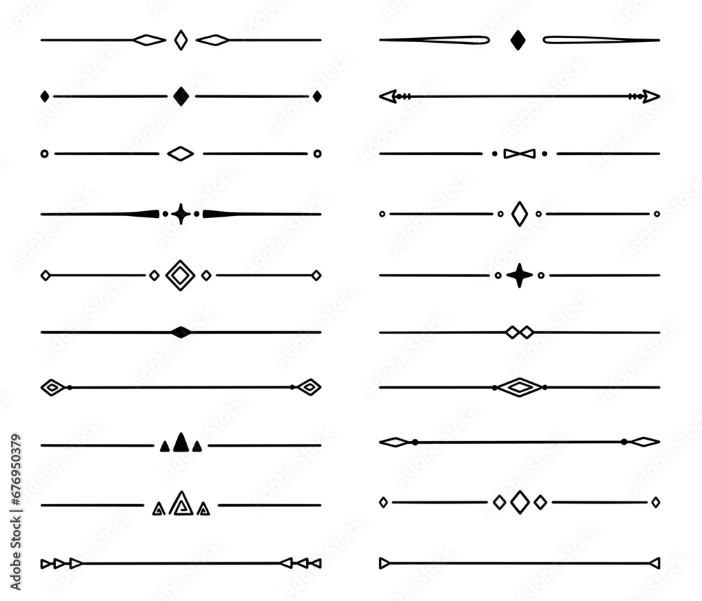 Text dividers doodle set. Wedding decorative elements. Divider ornament, borders, lines. Hand drawn vector illustration isolated on white background