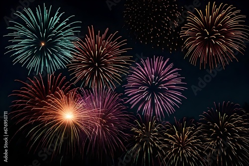 A fireworks explosion in a dark night sky.