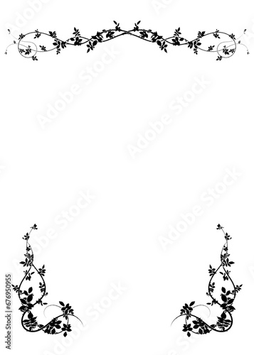 pattern frame climbing plants roses and ivy vector