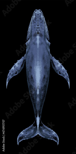 top view blue whale illustration vector