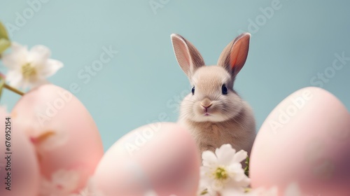easter bunny  surrounded by eggs