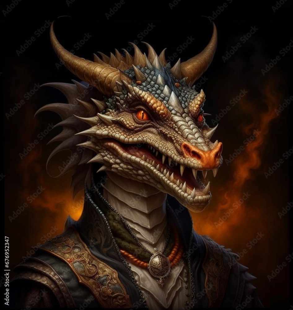 Chinese Year of the Dragon. Portrait depicting a realistic oriental ...
