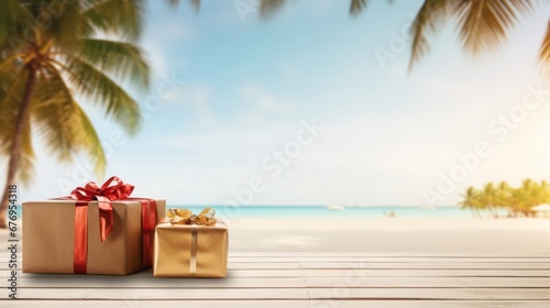 Tropical Christmas: Gifts on a Sunny Beach