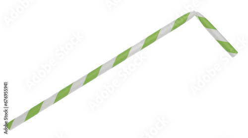 Schilderij op canvas Paper green white drinking straw isolated on white, clipping path, eco friendly