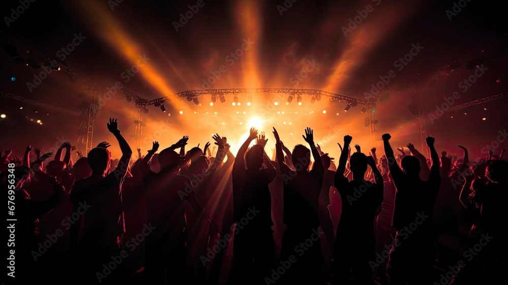 A crowd of people in silhouette at a concert, showcasing the energy and excitement of live events