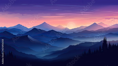 A mountain range with jagged peaks in silhouette against the dawn sky, symbolizing the majesty of natural landscapes