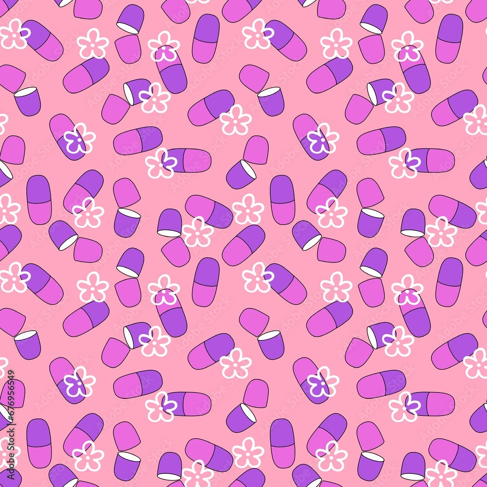 Medicine pills seamless cartoon doctors care pattern for wrapping paper and fabrics and medicaments packaging Medicine pills seamless cartoon doctors care pattern for wrapping paper and fabrics and medicaments packaging