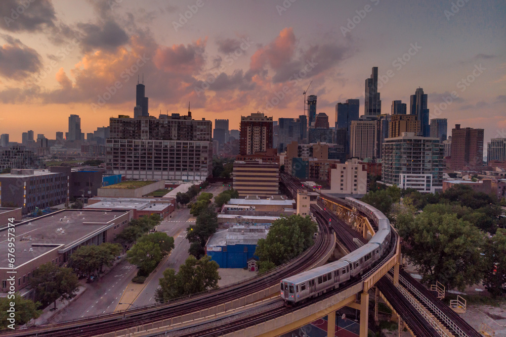 Fototapeta premium Chicago El Tracks From Above