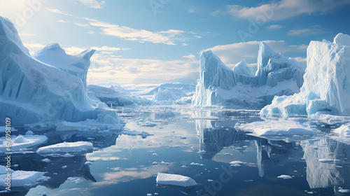 arctic landscape, iceberg and ocean photo