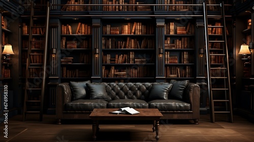 A library with a dedicated area for thrillers and suspense novels.